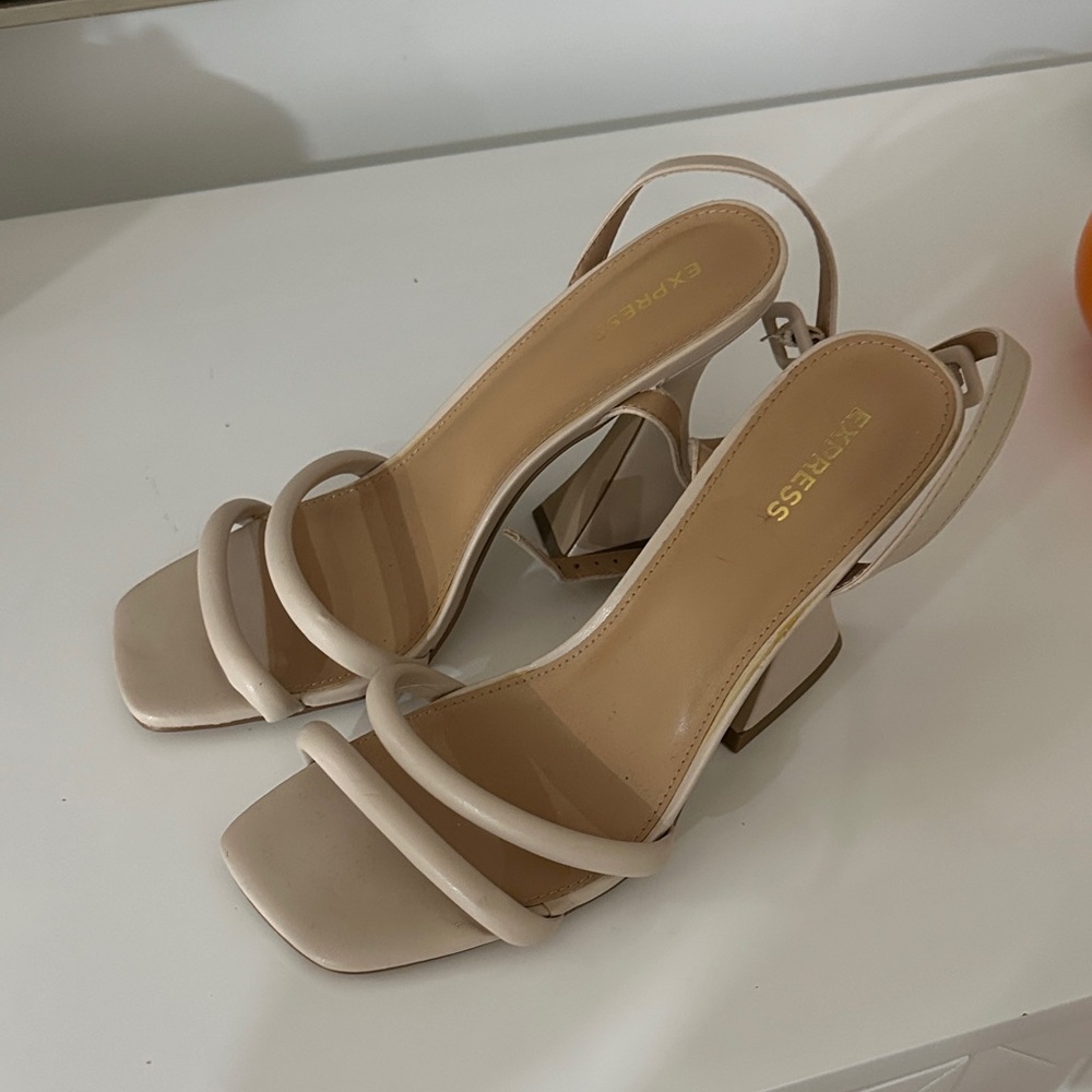 Express Beige Strappy Heels